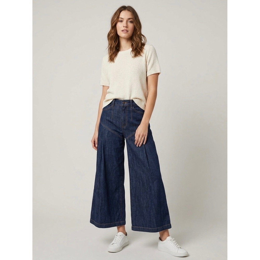 Pilcro and the Letterpress Wide Leg Denim Trousers Indigo Jeans Size 25
